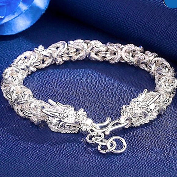 STERLING SILVER DRAGON BRACELET - Picture 3 of 12